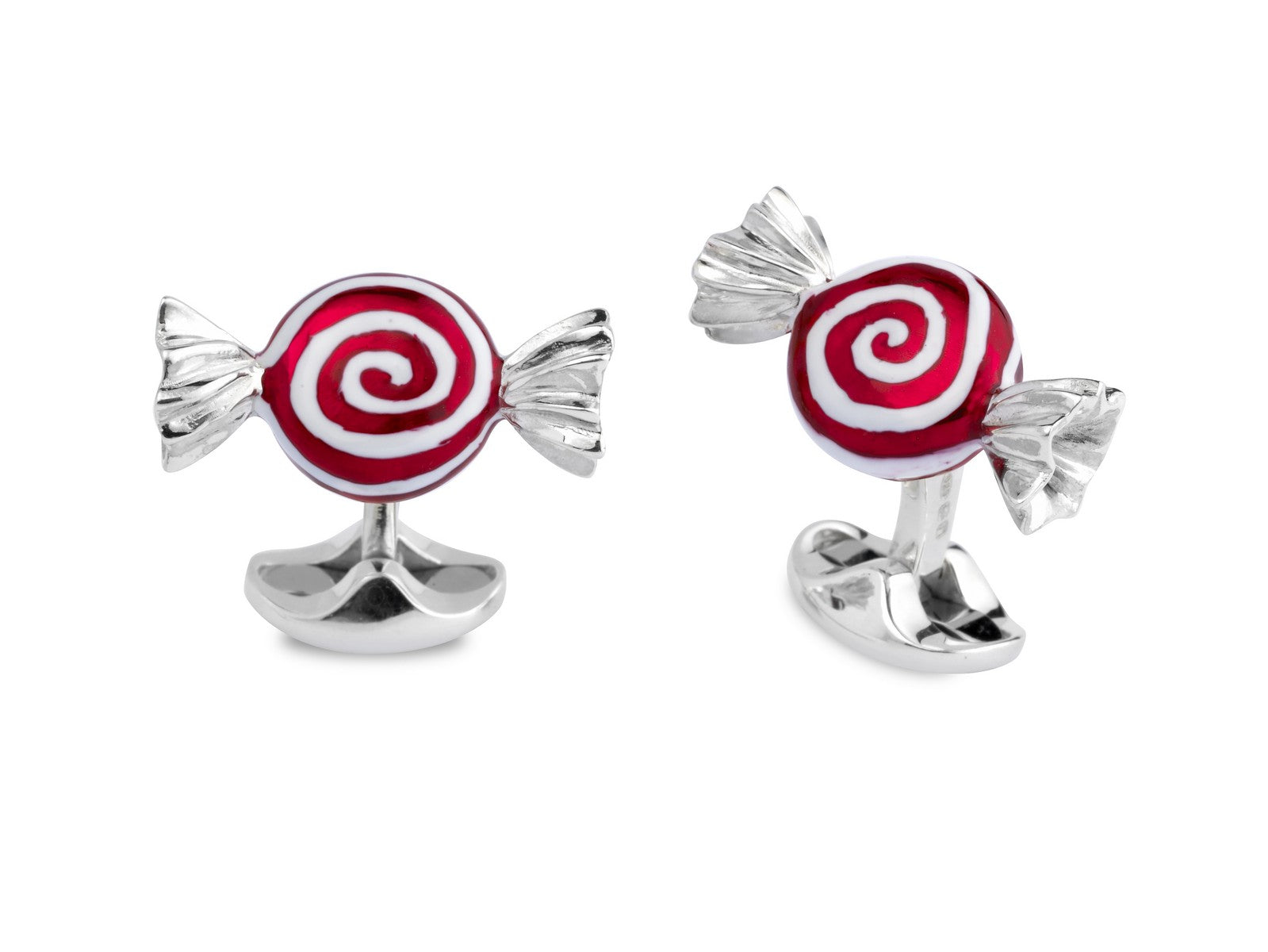Deakin & Francis Cufflinks Sterling Silver Red And White Swirl Sweet - Silver