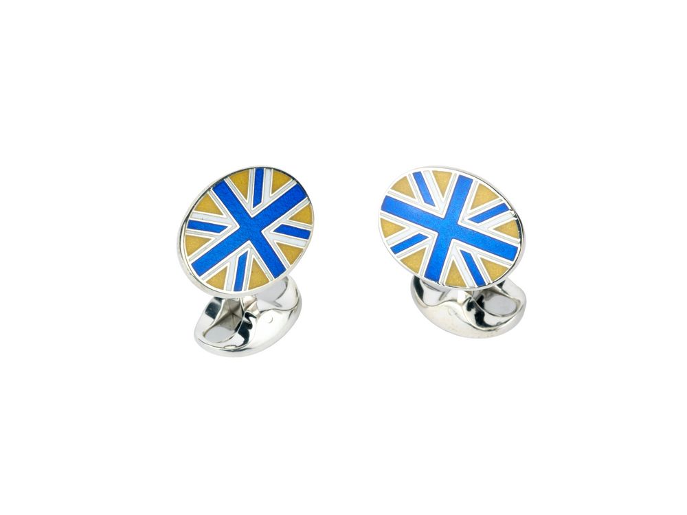 Deakin & Francis Cufflinks Sterling Silver Royal Blue, White And Yellow Enamel Union Jack - Silver