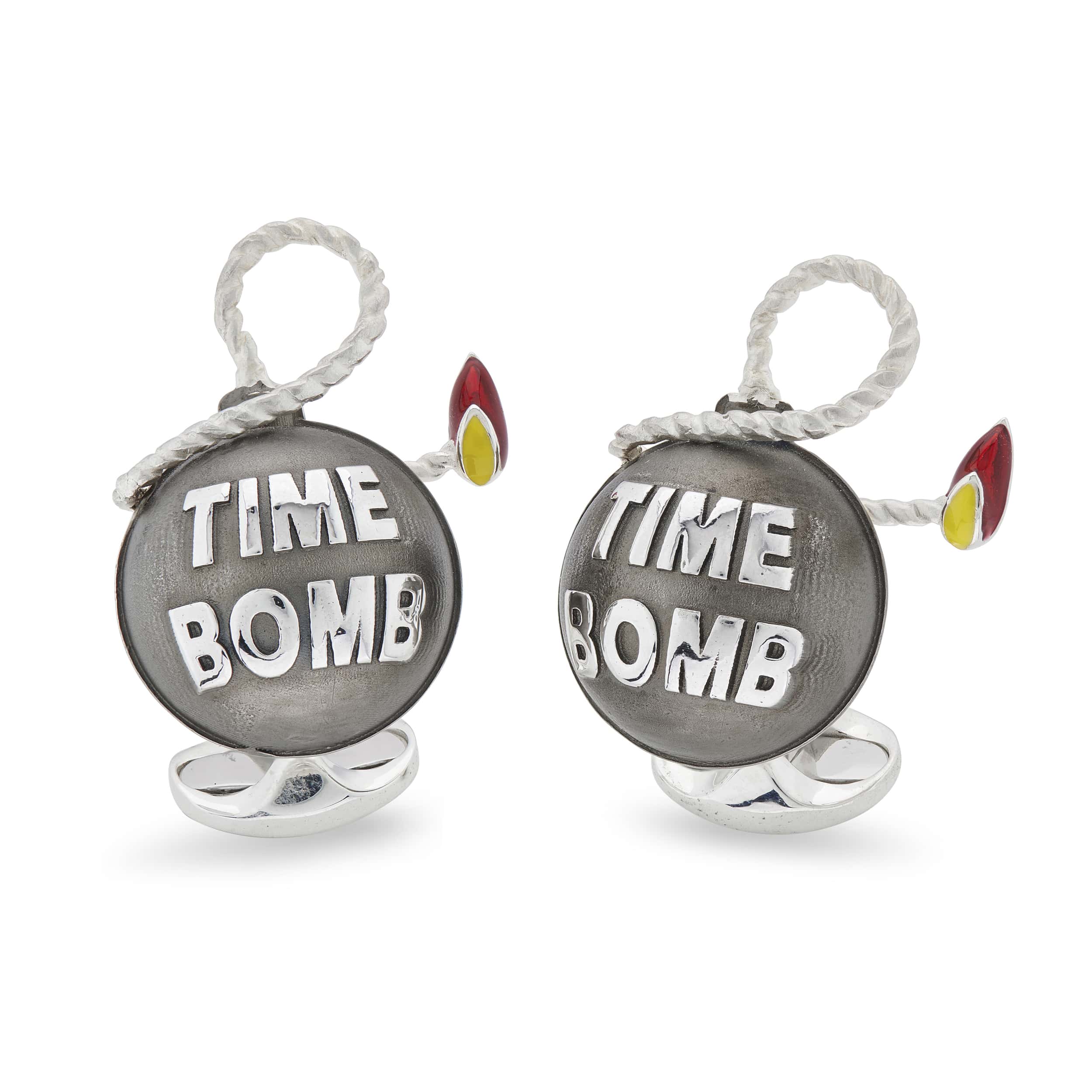 Deakin & Francis Cufflinks Sterling Silver Time Bomb - Silver