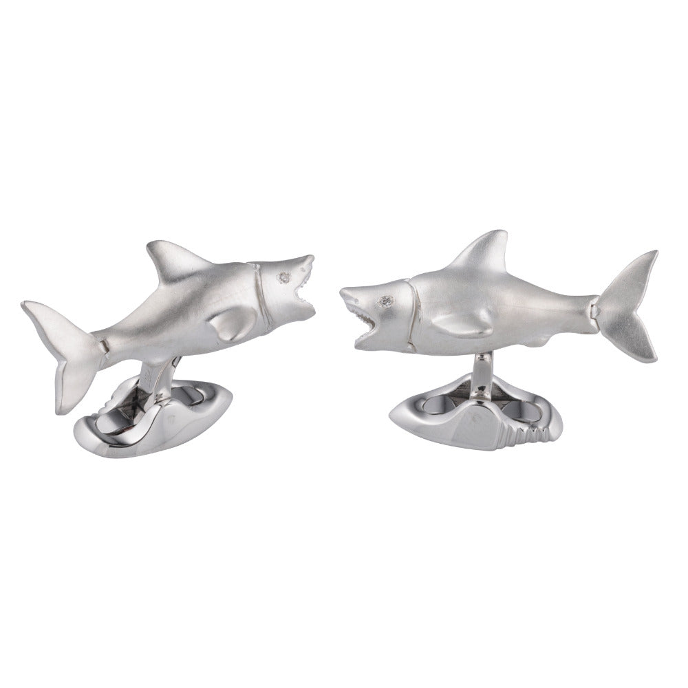 Deakin & Francis Sterling Silver Shark Cufflinks