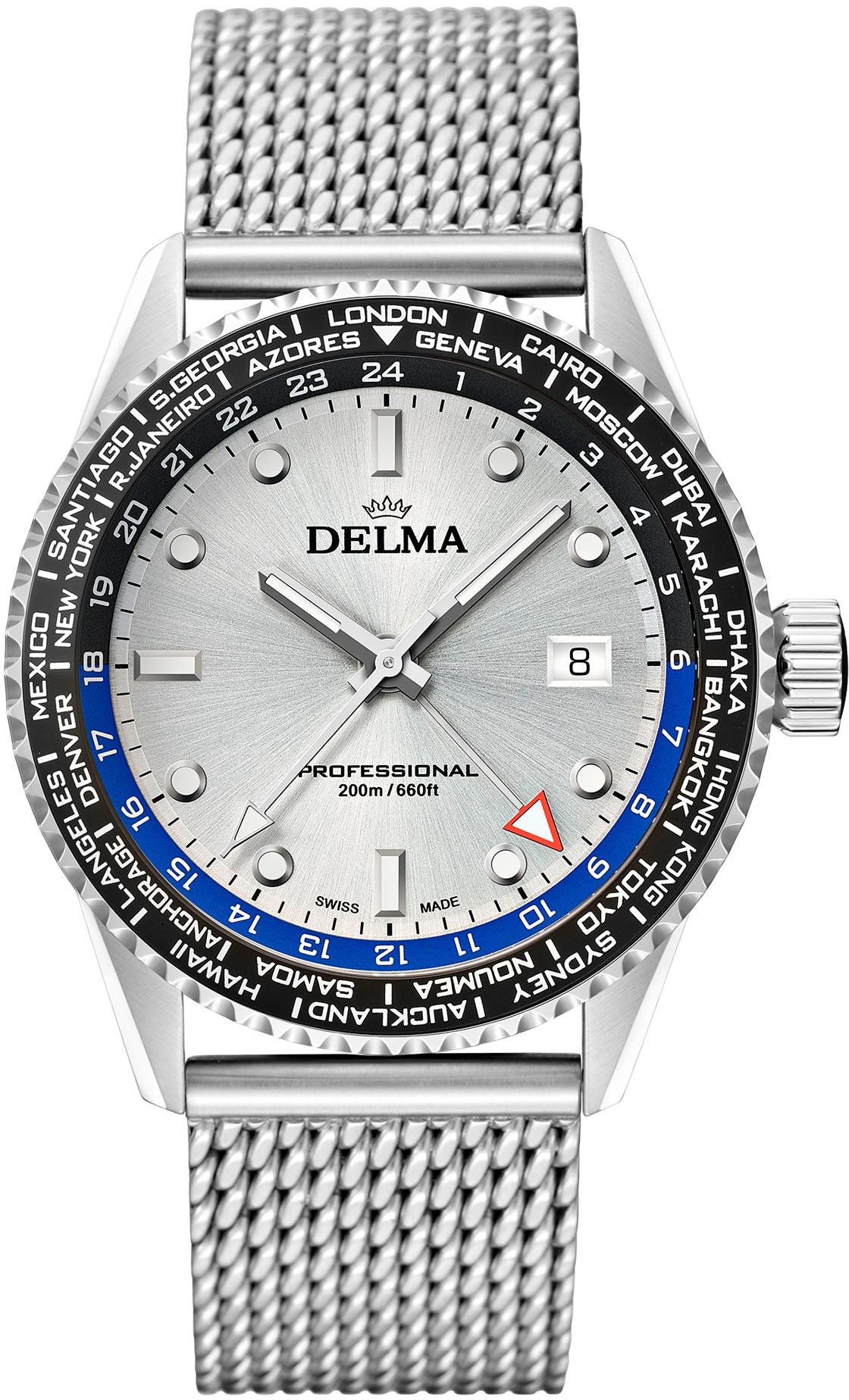 Delma Watch Cayman World Timer Quartz - Silver