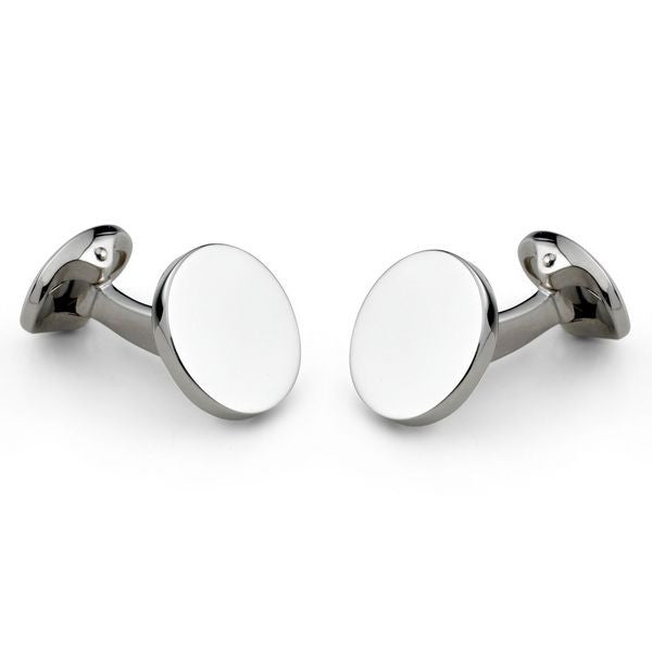Deakin & Francis Cufflinks Sterling Silver Plain Round - Silver