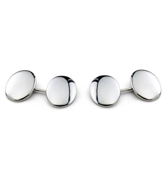 Deakin & Francis Cufflinks Sterling Silver Plain Domed Oval - Silver