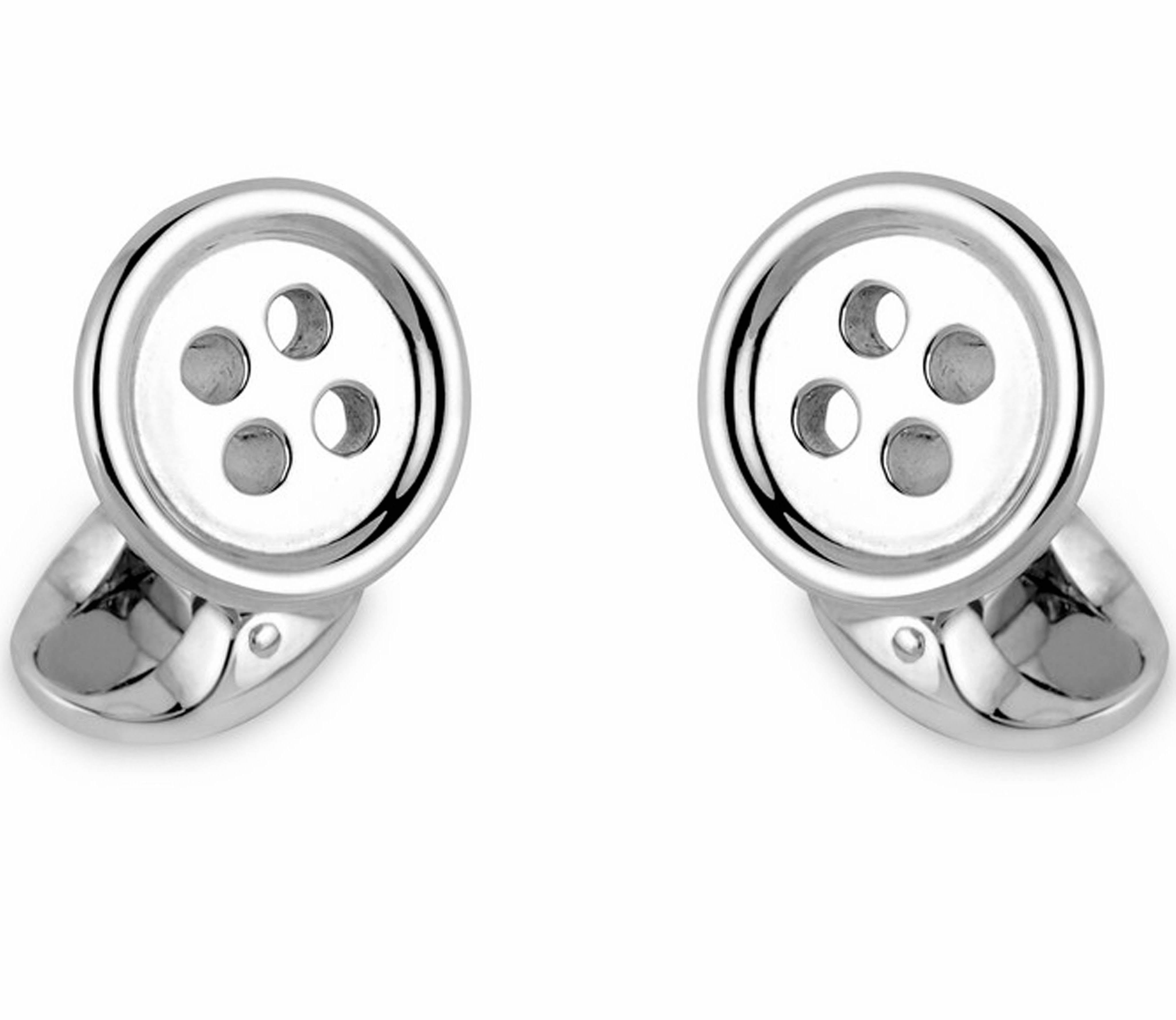 Deakin & Francis Cufflinks Sterling Silver Button - Silver