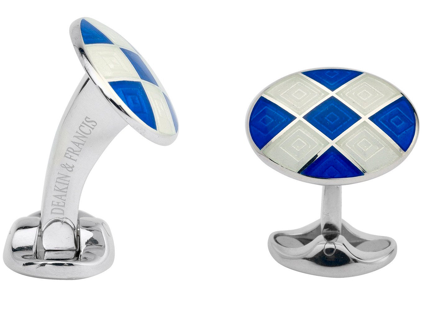 Deakin & Francis Cufflinks Sterling Silver Royal Blue Enamel - Silver