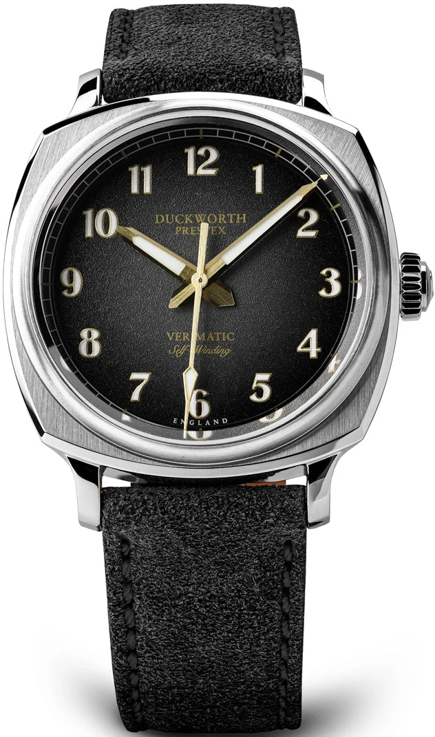Duckworth Prestex Watch Verimatic Black Fume Ebony Brown Suede