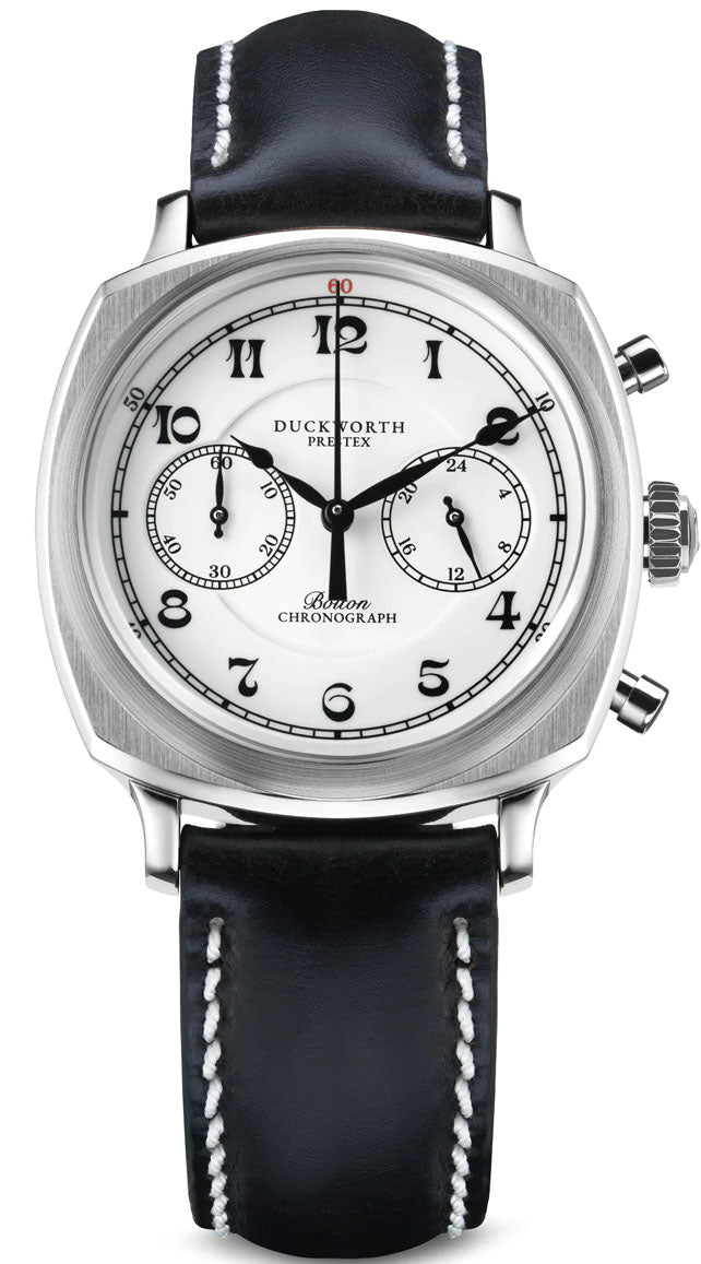 Duckworth Prestex Watch Bolton Chronograph White Black Leather - White