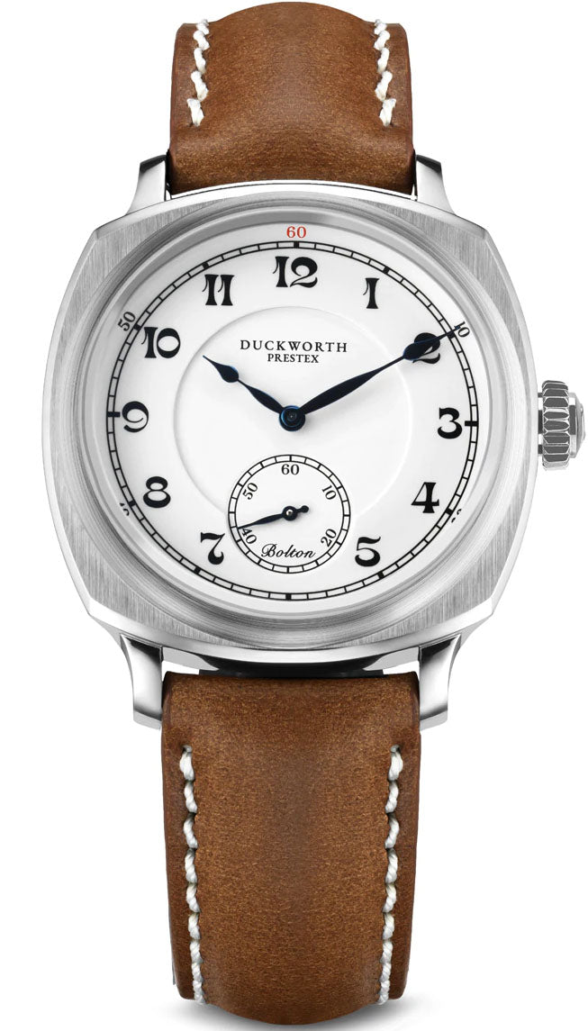 Duckworth Prestex Watch Bolton Small Seconds White Brown Leather - White