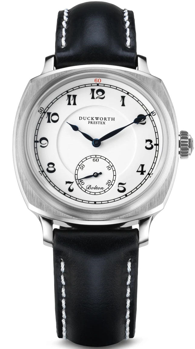 Duckworth Prestex Watch Bolton Small Seconds White Black Leather