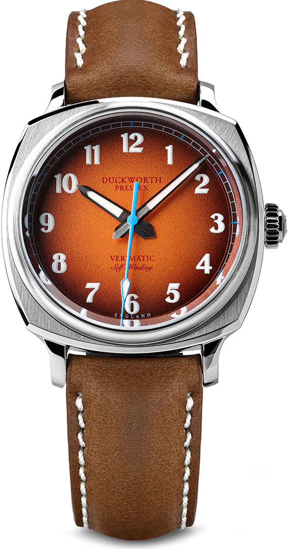 Duckworth Prestex Watch Verimatic Orange Fume Tan Leather - Orange