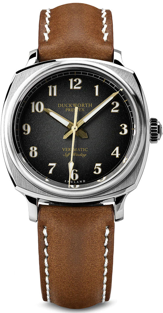 Duckworth Prestex Watch Verimatic Black Fume Brown Leather - Black