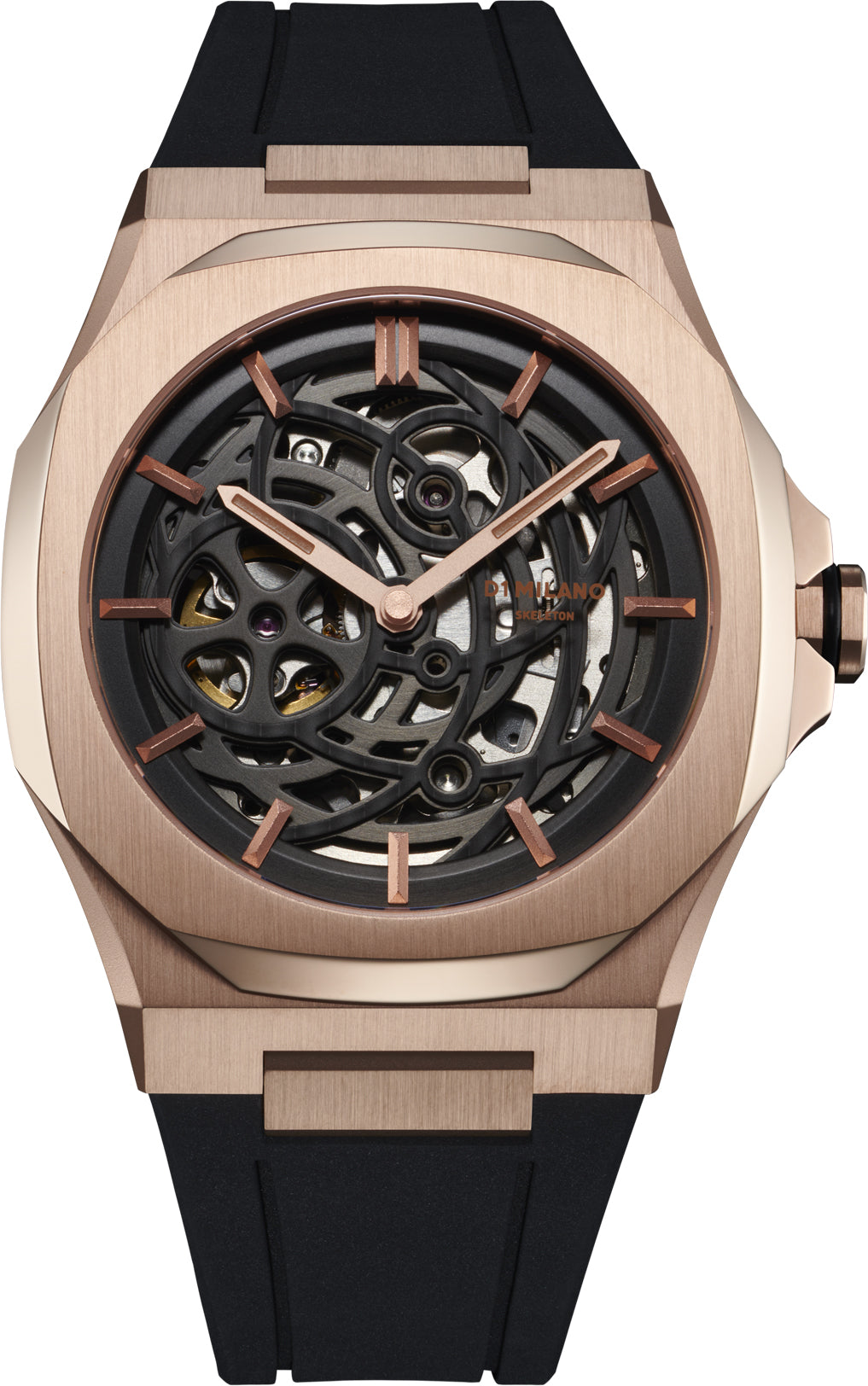D1 Milano Watch Skeleton Rose Gold - Black