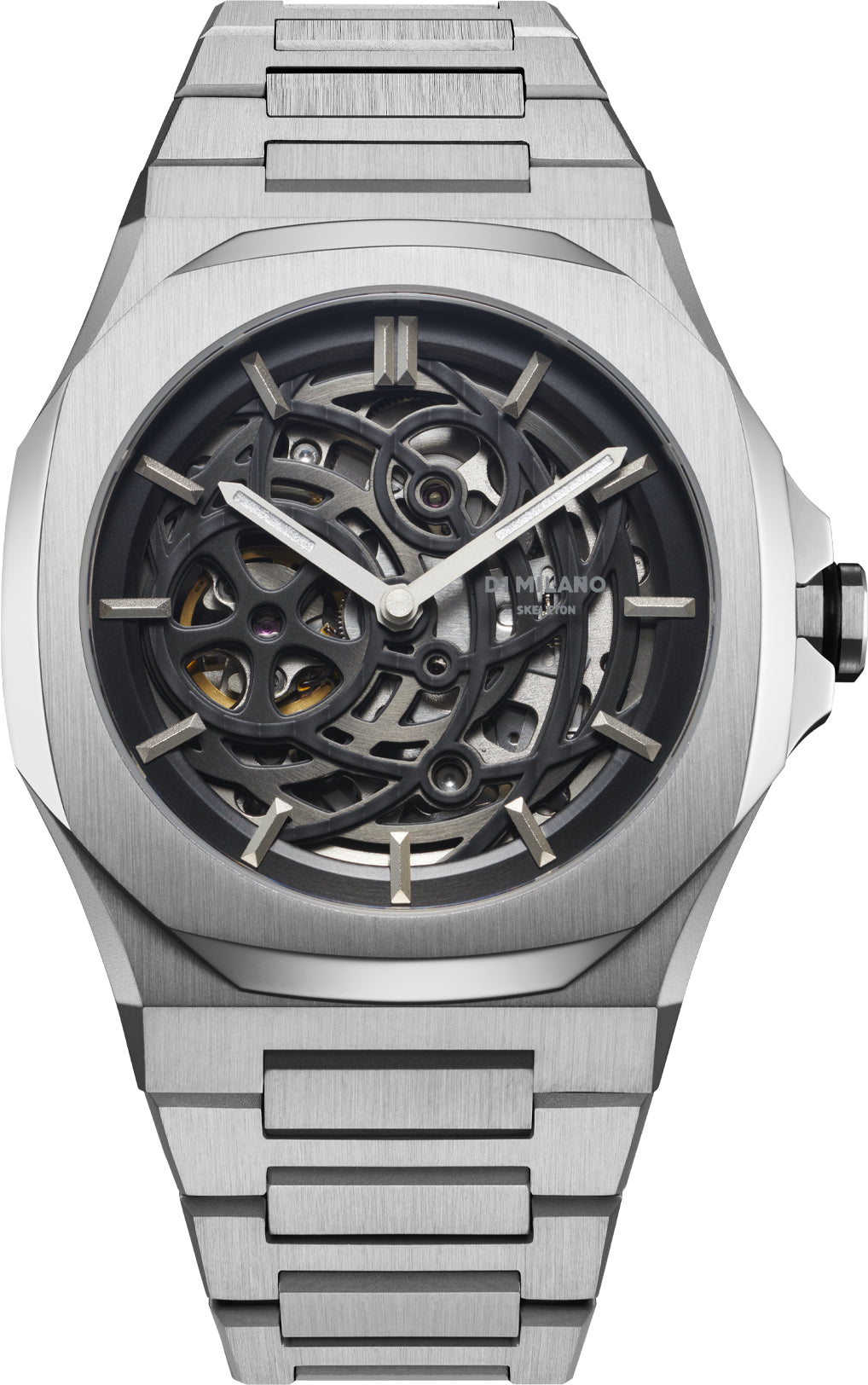 D1 Milano Watch Skeleton Silver - Black