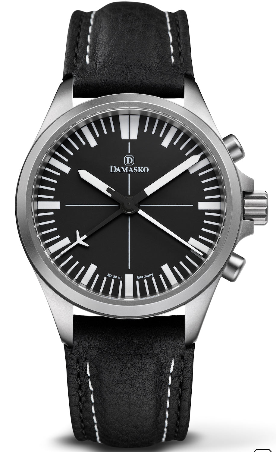 Damasko Watch DC70 Leather With Double Stitch Pin Buckle - Black