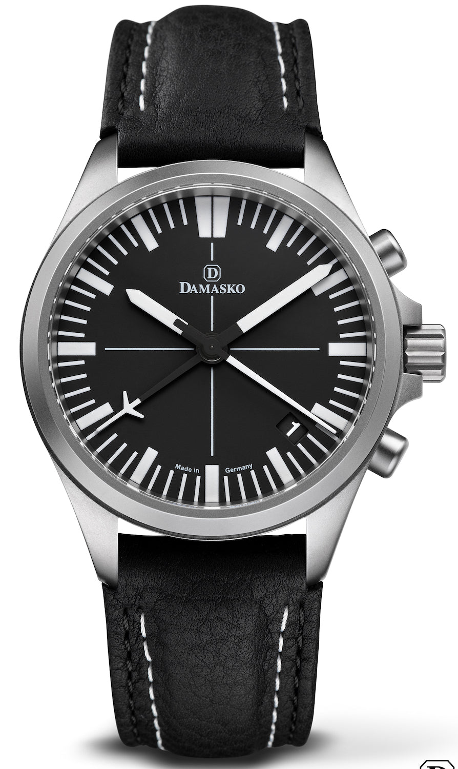Damasko Watch DC72 Leather With Double Stitch Pin Buckle - Black