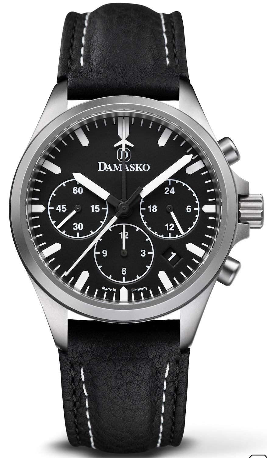 Damasko Watch DC76 Leather With Double Stitch Pin Buckle - Black