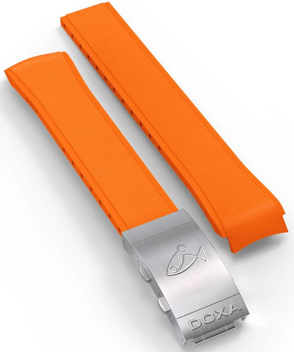 Doxa Strap SUB 300 Rubber Orange With Folding Clasp - Orange