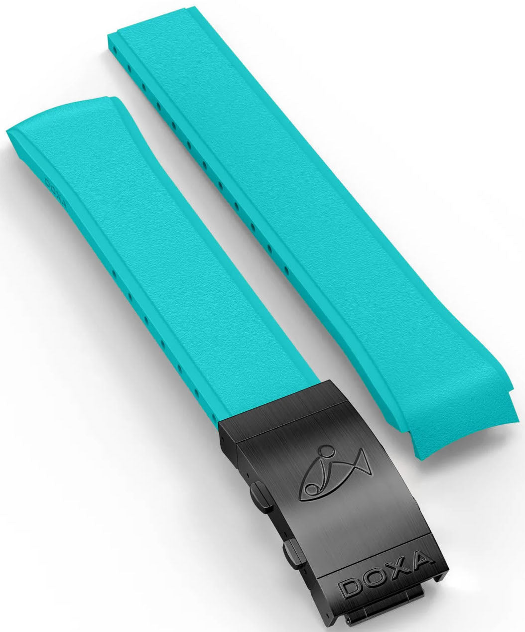 Doxa Strap SUB 300 Carbon Rubber Turquoise With Folding Clasp - Turquoise