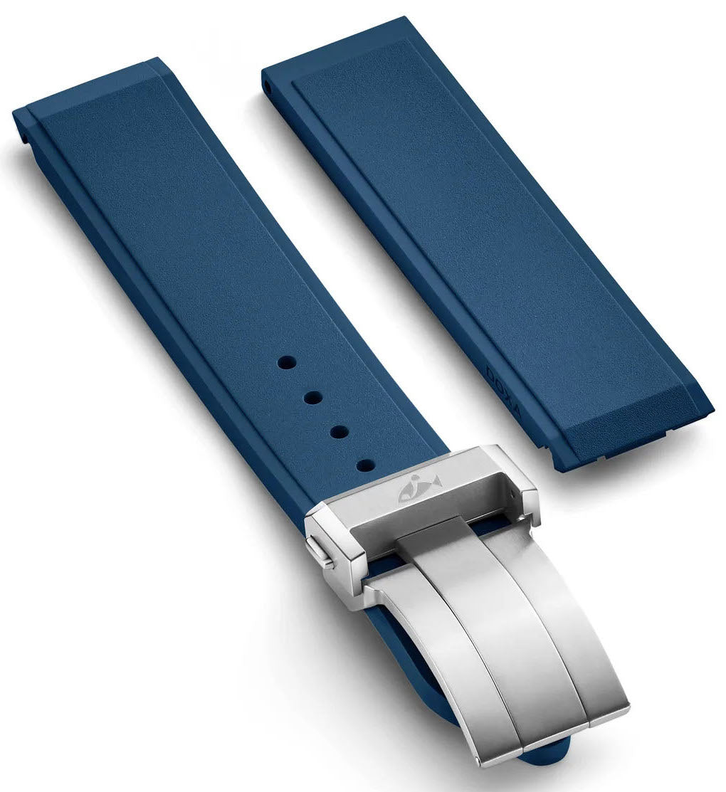 Doxa Strap SUB 600T Rubber Navy Blue With Folding Clasp - Blue