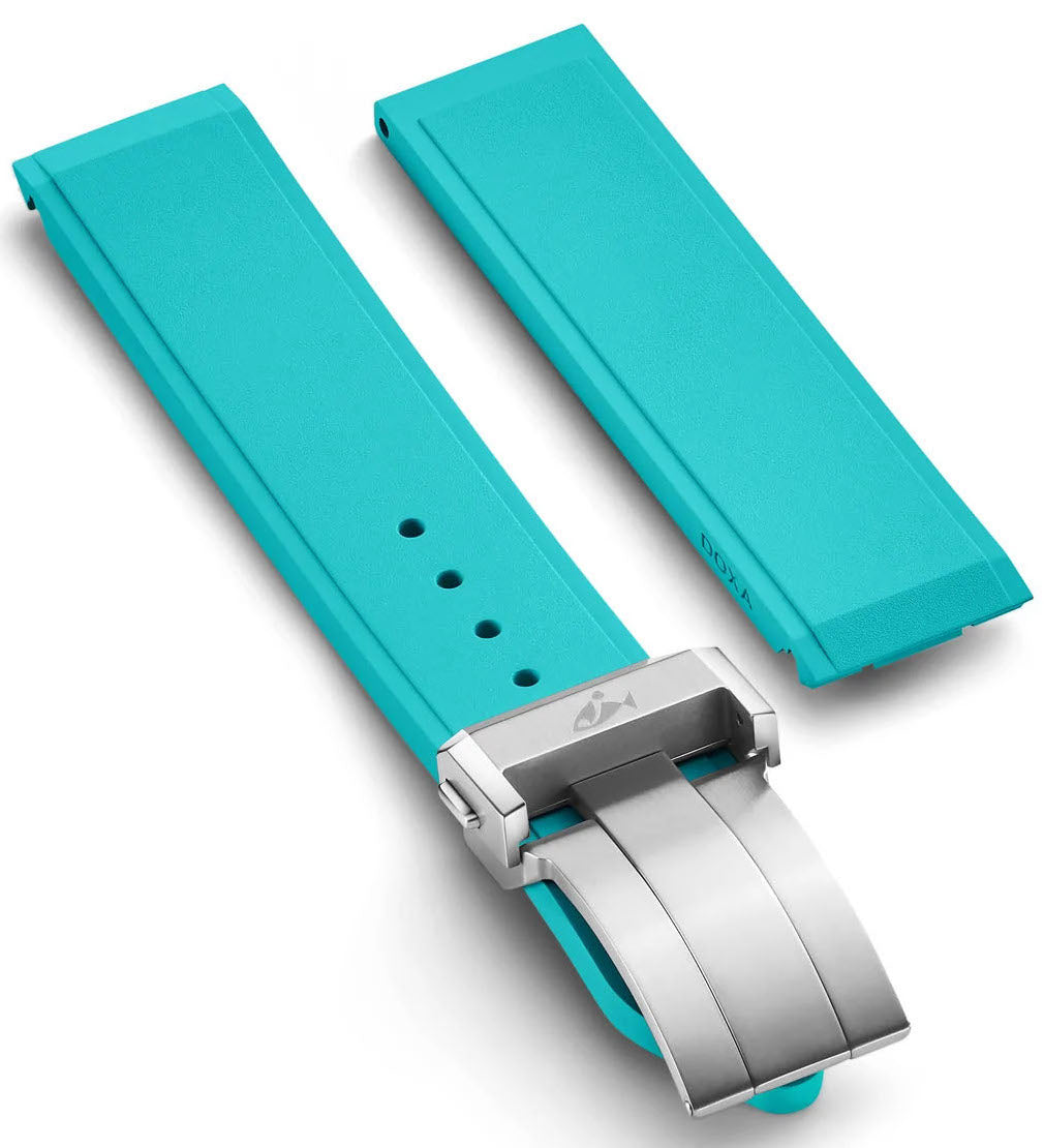 Doxa Strap SUB 600T Rubber Turquoise With Folding Clasp - Turquoise