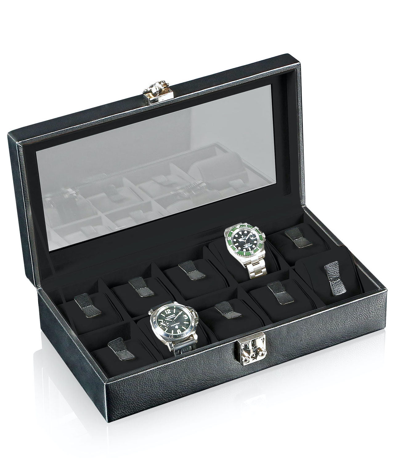 Designhuette Watch Box With Viewing Window Solid 10 Black - Black