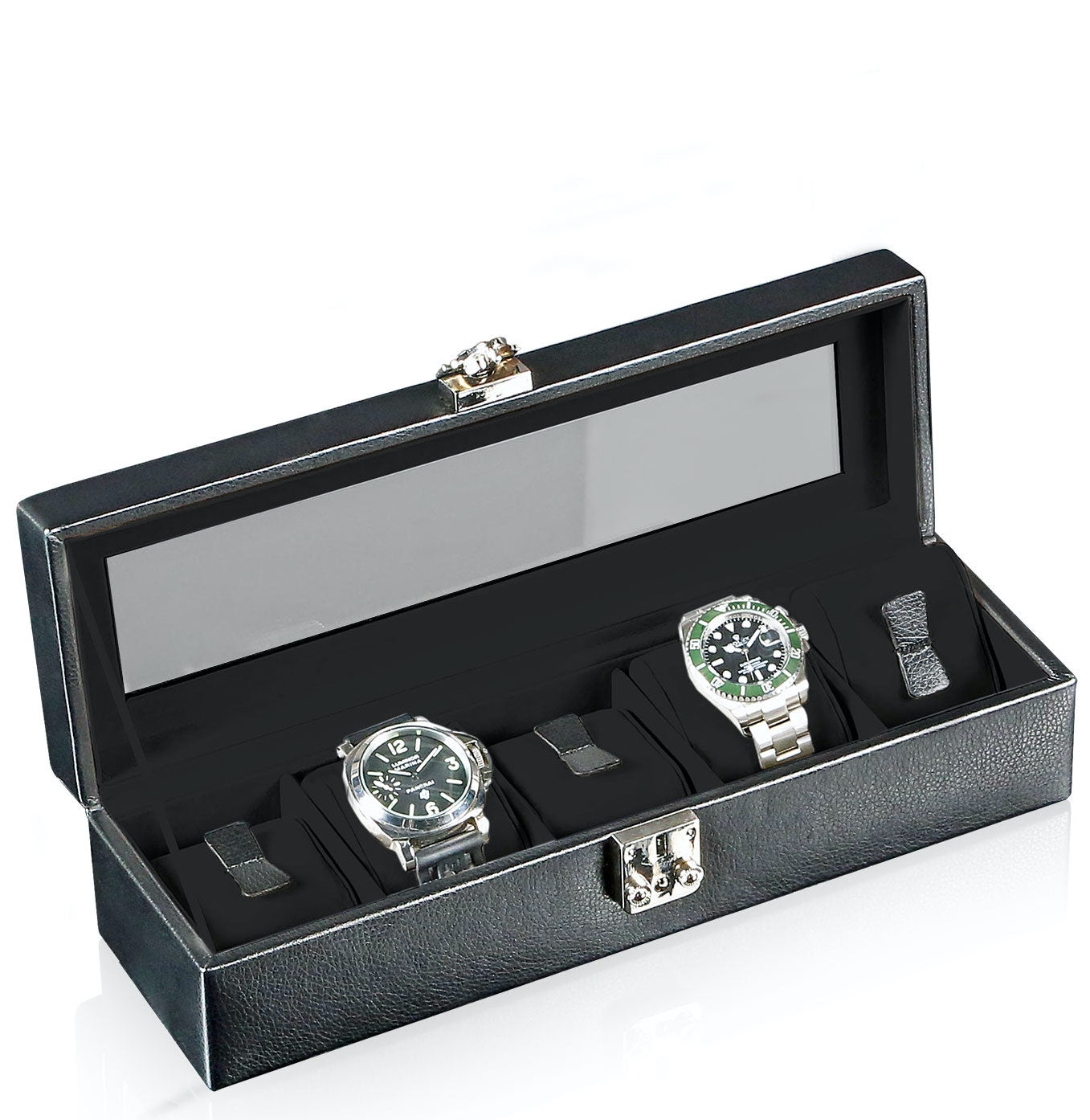 Designhuette Watch Box With Viewing Window Solid 5 Black - Black