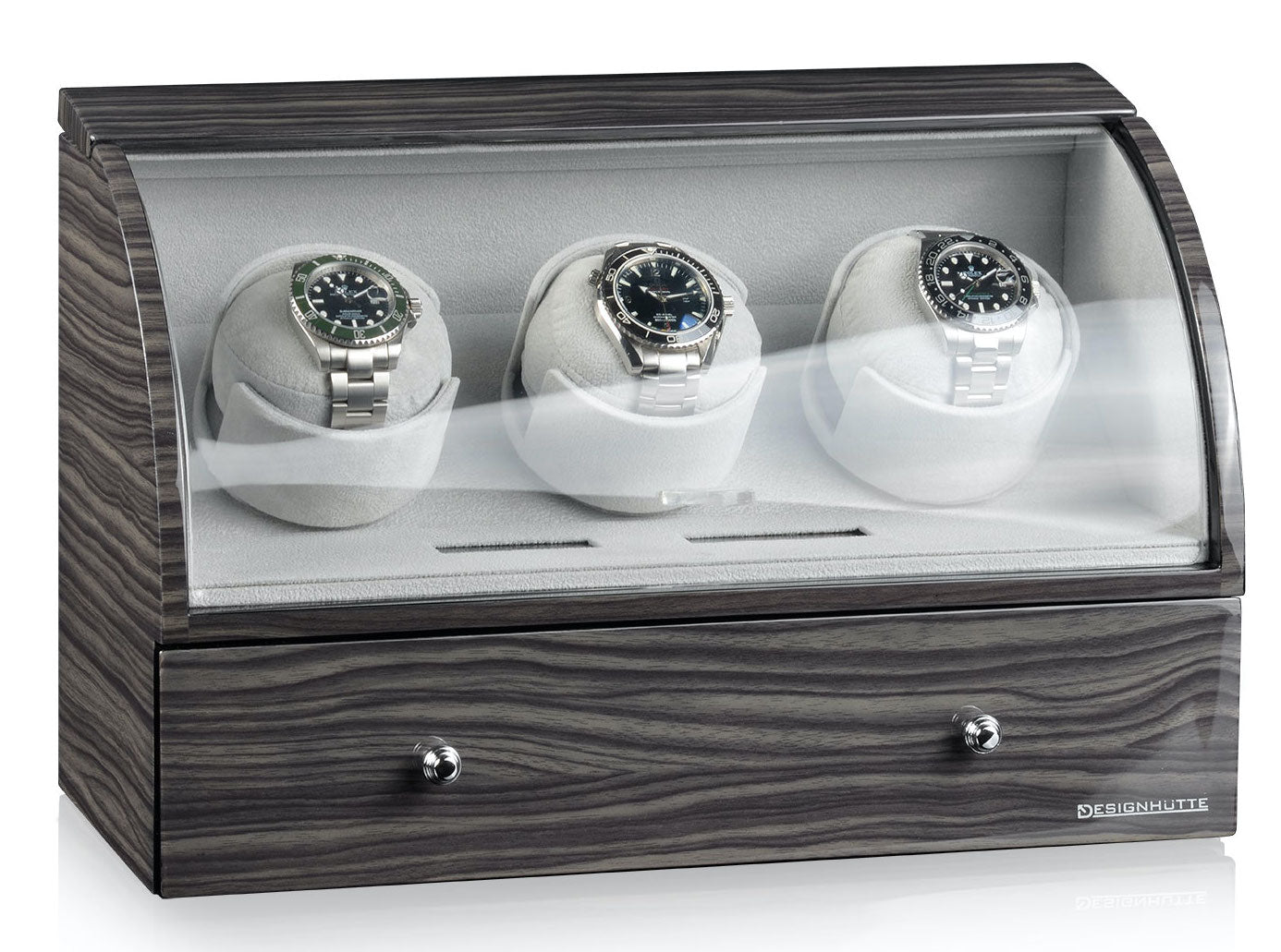 Designhuette Watch Winder Basel 3 LCD Dark Oak - Black