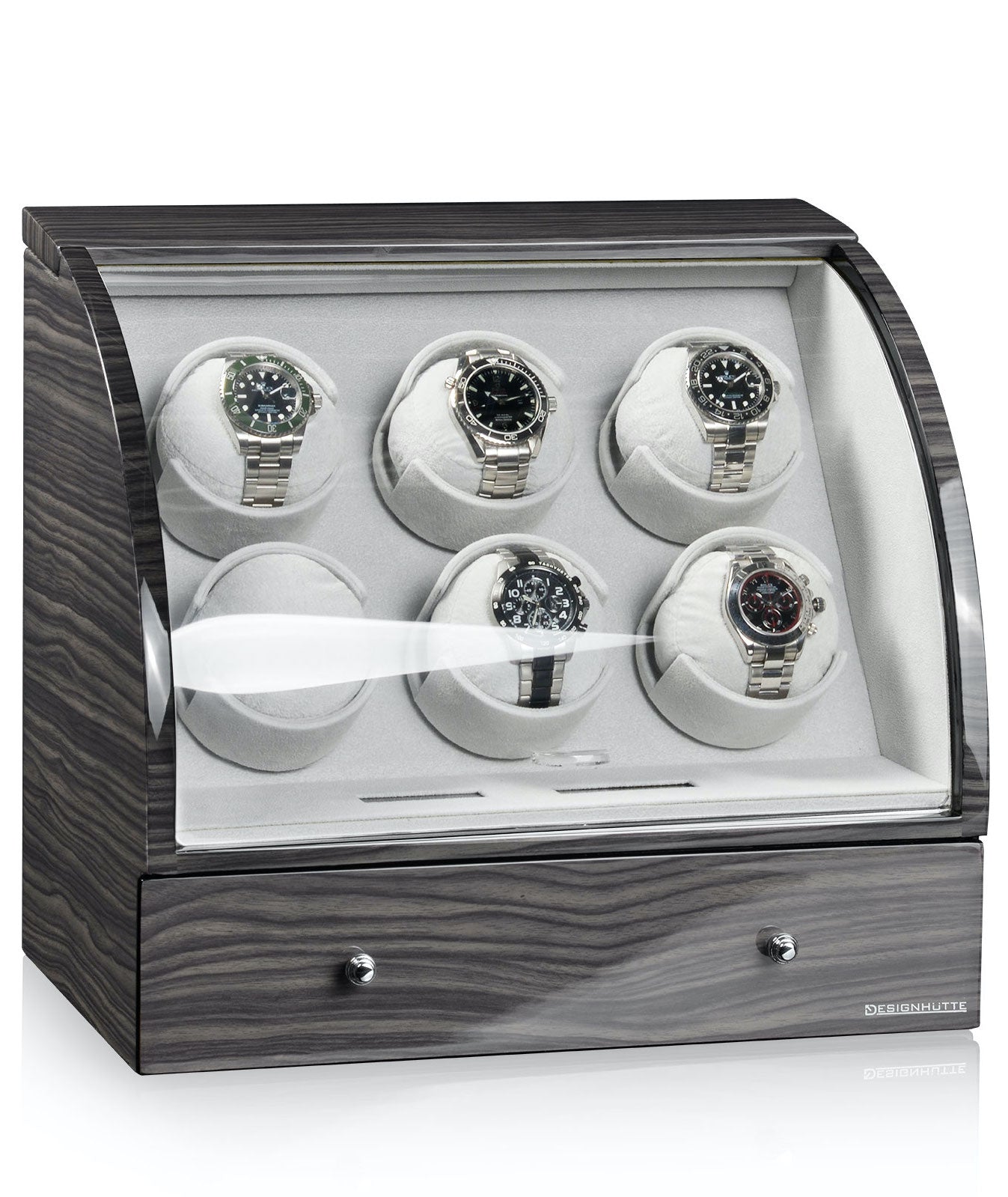 Designhuette Watch Winder Basel 6 LCD Dark Oak - Black