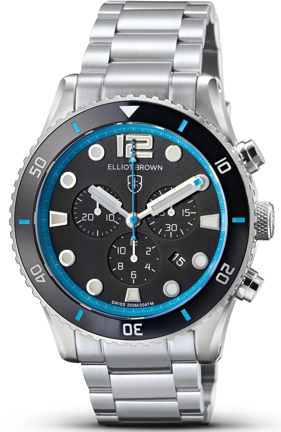 Elliot Brown Watch Bloxworth Chrono Black Cyan Bracelet