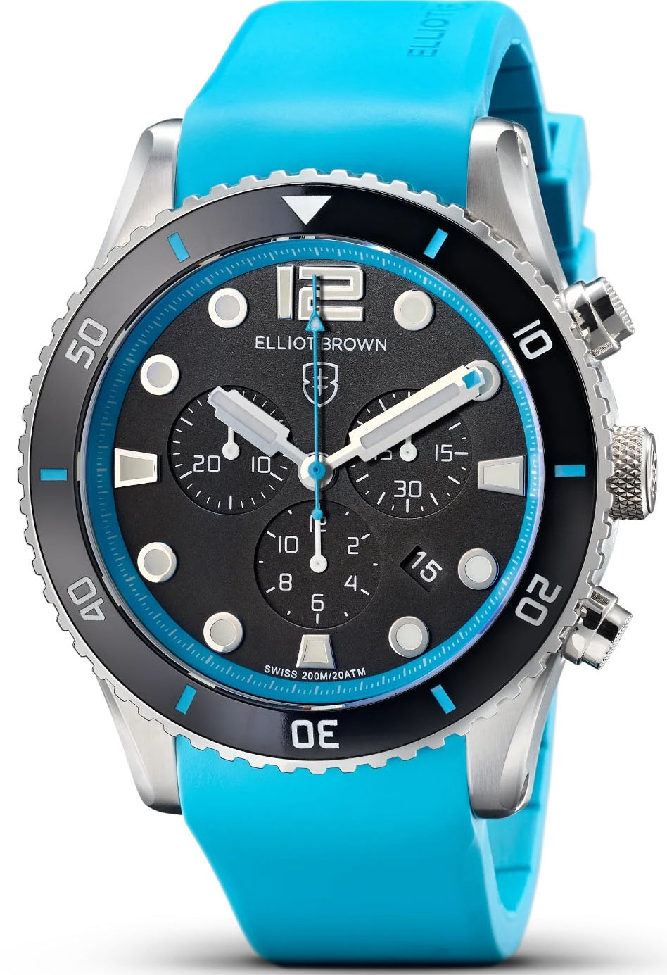 Elliot Brown Watch Bloxworth Chrono Black Cyan Rubber