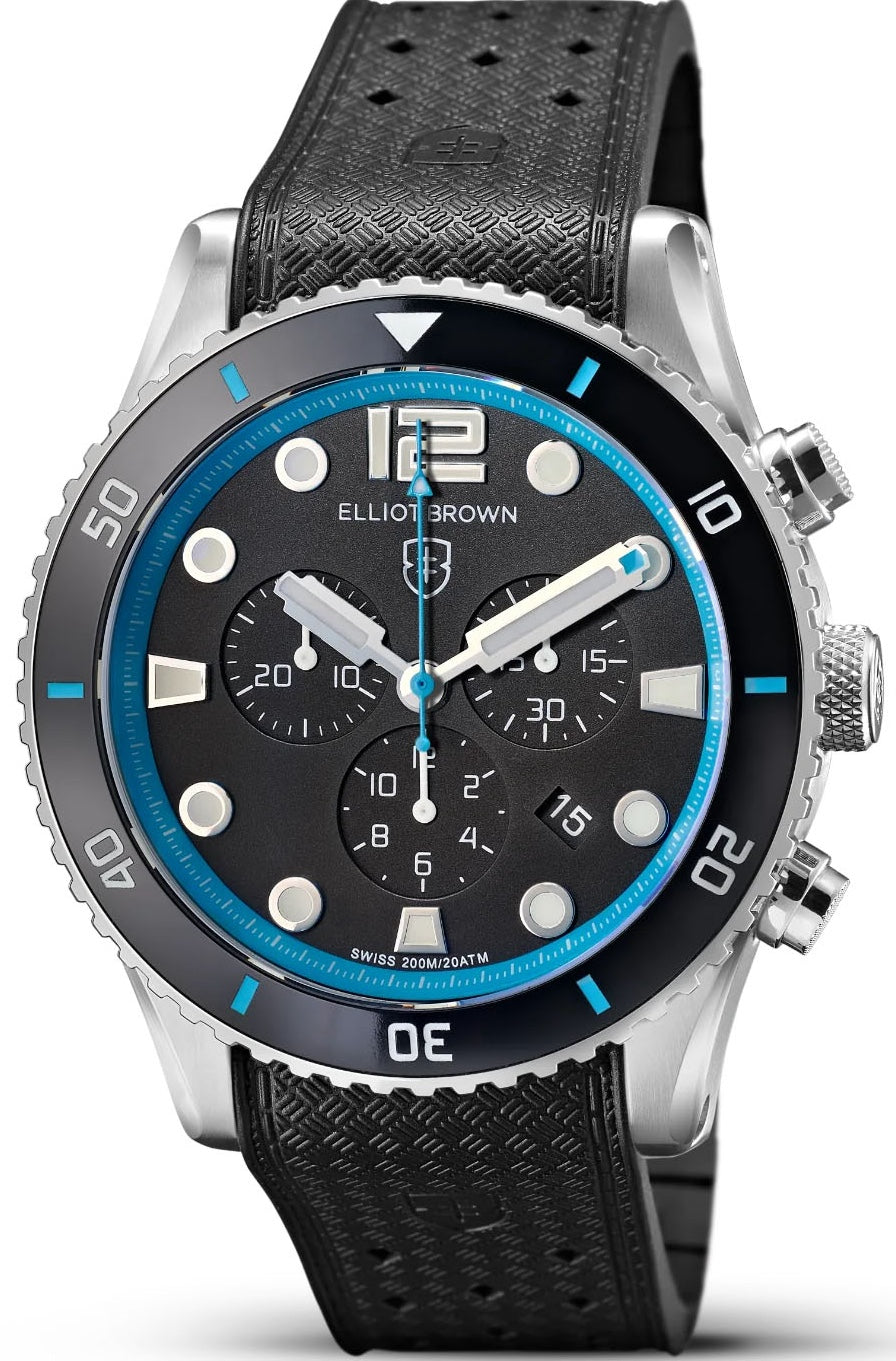 Elliot Brown Watch Bloxworth Chrono Black Textured Rubber