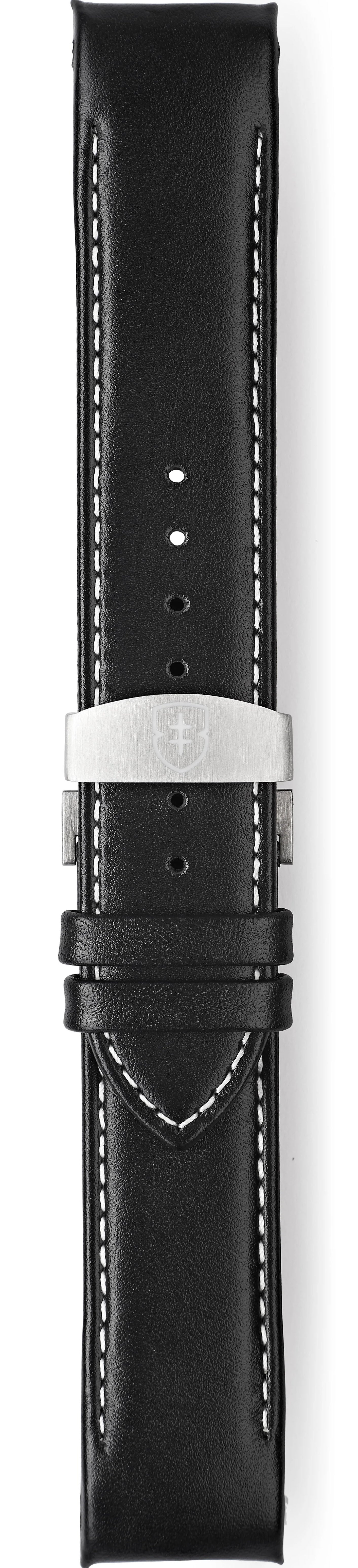 Elliot Brown Leather 22mm Black Oiled Deployment
