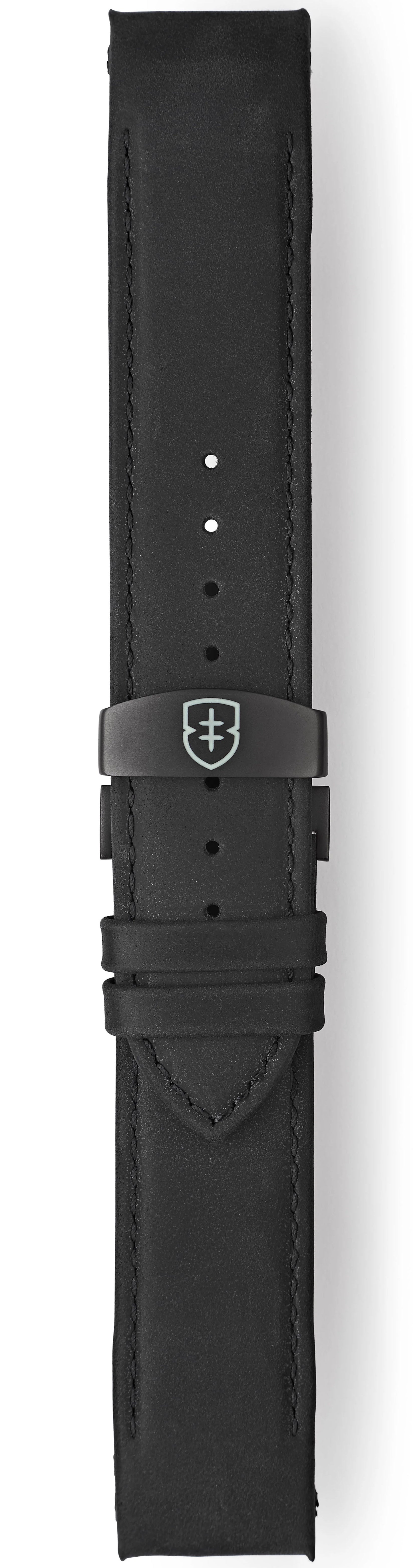 Elliot Brown Leather 22mm Black Matt Pull Up Deployment