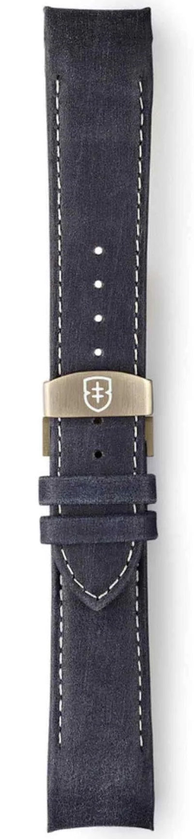 Elliot Brown Leather 22mm Dark Blue Matt White Stitch 20mm Deployment