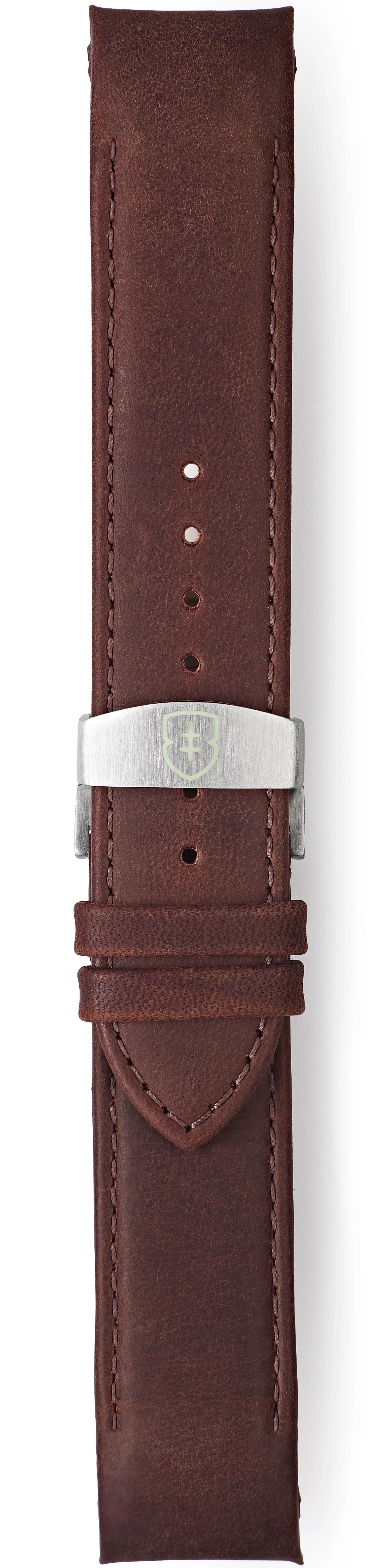 Elliot Brown Leather 22mm Dark Brown Matt Cream Stitch 20mm Deployment