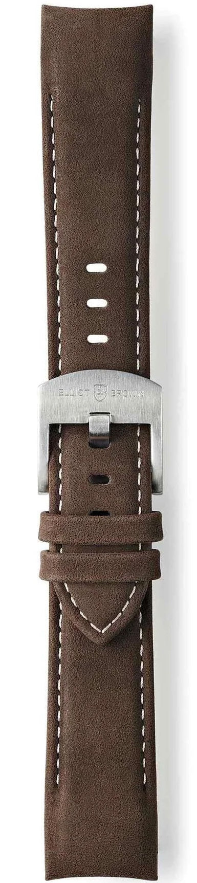 Elliot Brown Leather 22mm Tobacco Matt Cream Stitch Bronze Tongue Buckle
