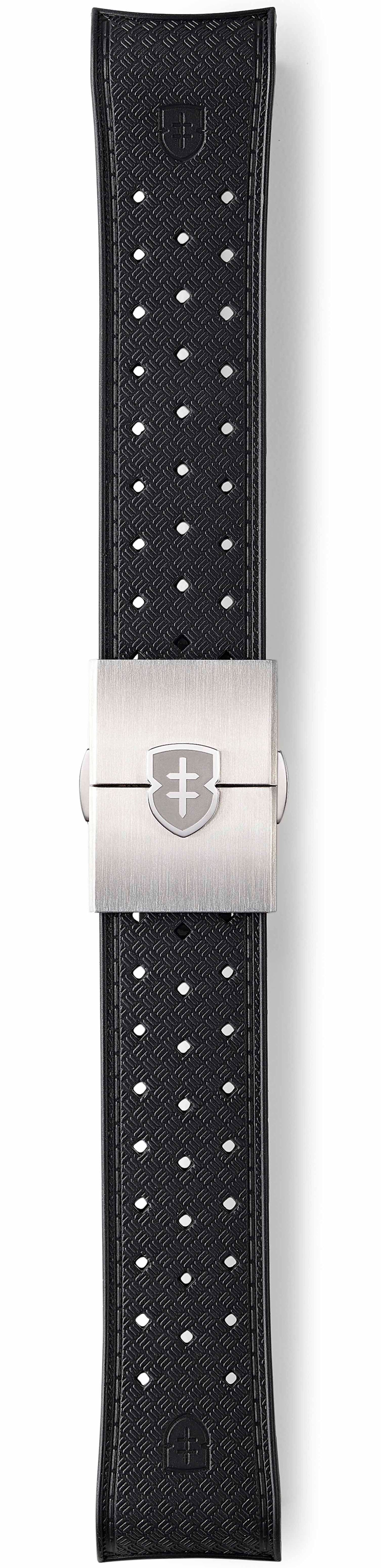 Elliot Brown Leather 22mm Black Tropic Brushed Steel Deployment