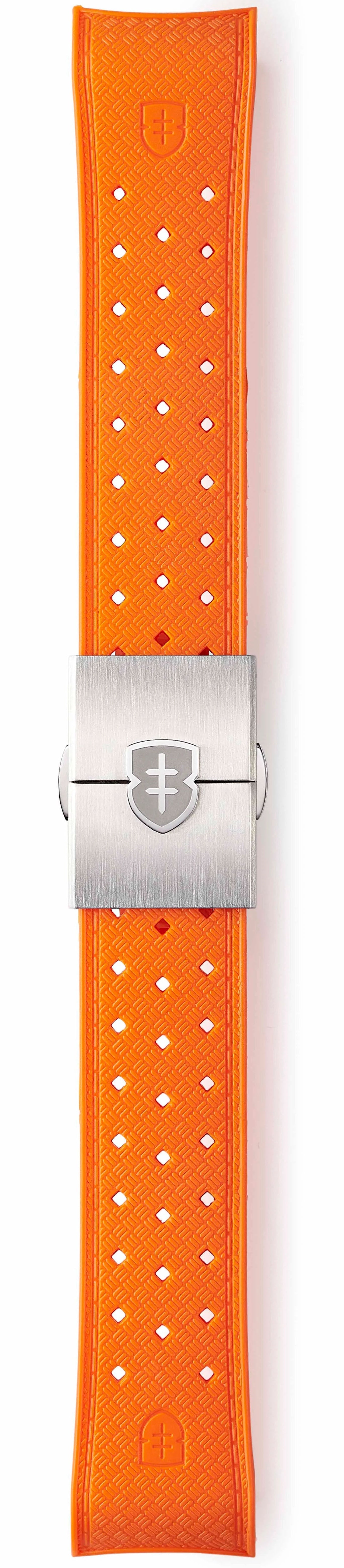 Elliot Brown Leather 22mm Orange Tropic Brushed Steel Deployment