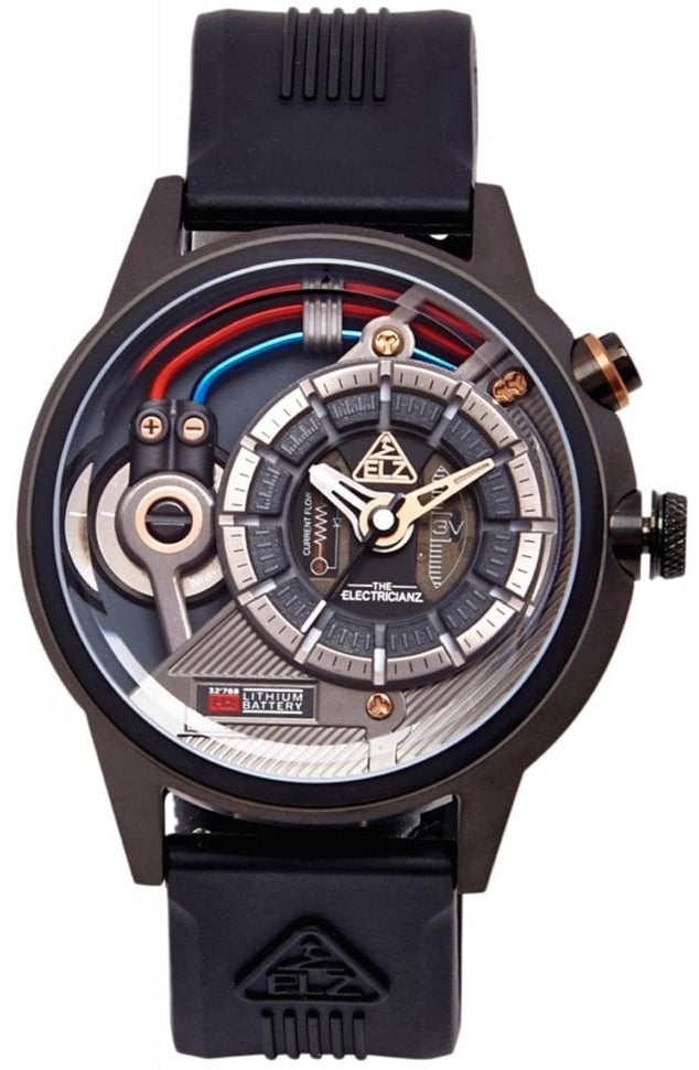 Electricianz Watch SteelZ DarkZ Black Rubber - Grey
