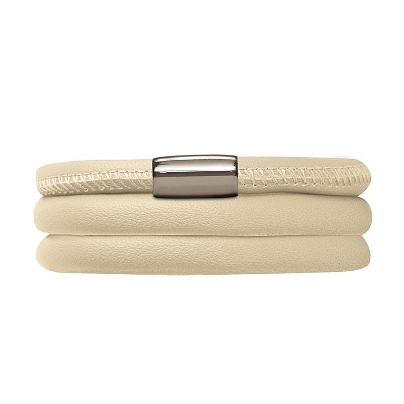 Endless Jewellery Bracelet Leather Triple Nude Beige 60cm - Silver
