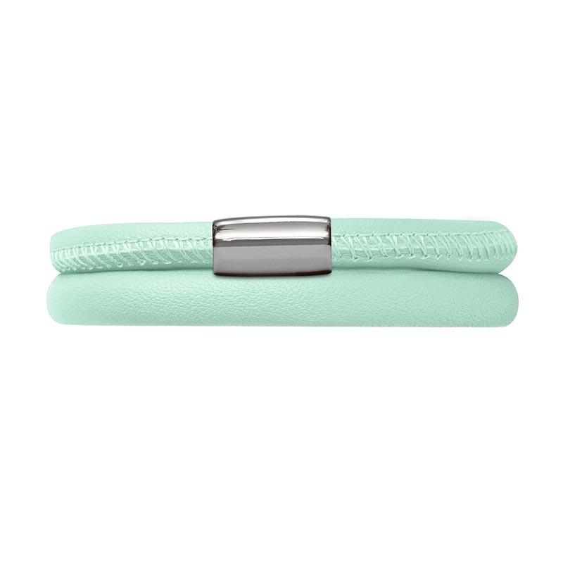 Endless Jewellery Bracelet Leather Double Mint 38cm - Silver