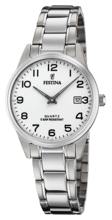 Festina Watch Two Hands Date Ladies - White