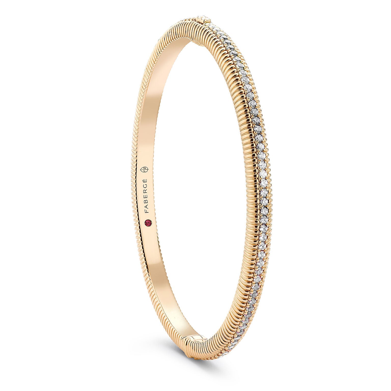 Faberge Colours of Love 18ct Yellow Gold Diamond Hinged Fluted Bracelet