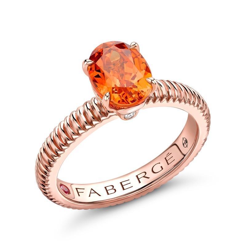 Faberge Colours of Love 18ct Rose Gold Spessartite Fluted Ring - 56