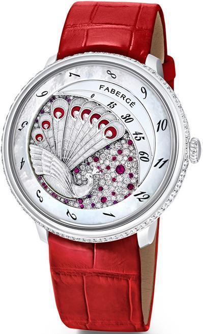 Faberge Watch Lady Compliquee Peacock Ruby - White