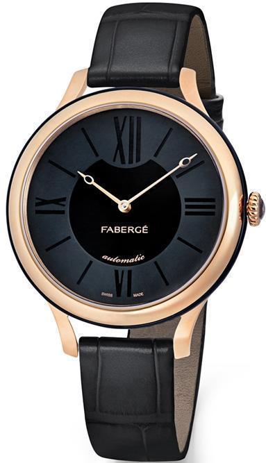 Faberge Watch Flirt 18ct Rose Gold Black Dial - Black