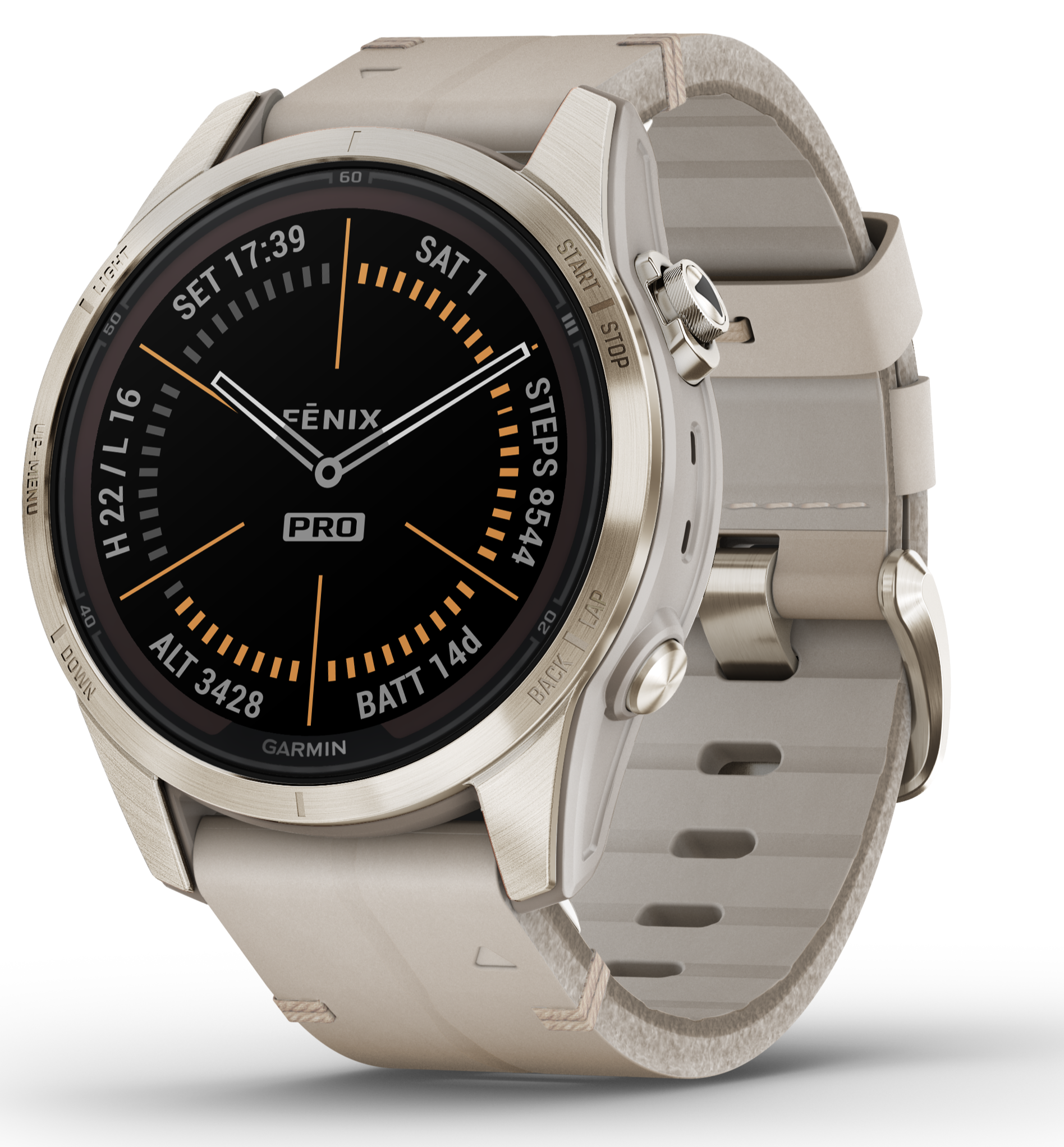 Garmin Watch Fenix 7S Pro Sapphire Solar Soft Gold Leather
