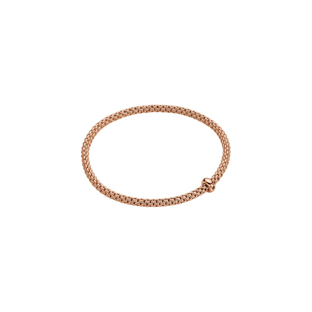 Fope Prima 18ct Rose Gold 0.01ct Black Diamond Flexible Bracelet - M