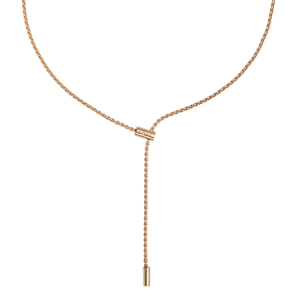 Fope Aria 18ct Rose Gold 0.01ct Diamond Adjustable Slider Necklace - 41cm