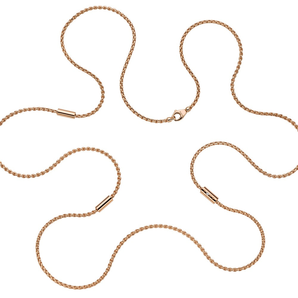 Fope Aria 18ct Rose Gold 0.02ct Diamond Long Necklace - 90cm